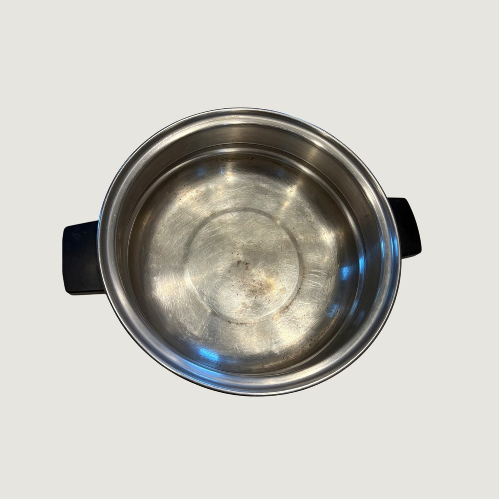 Vintage Stainless Steel pot Pot Insert Dual Black Handles 7.5 Inch